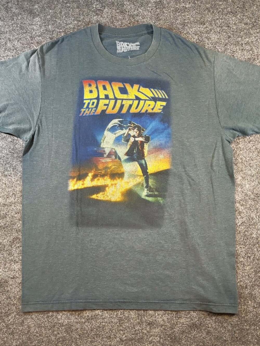 Back To The Future Movie Poster Graphic T-Shirt Grey Size Large